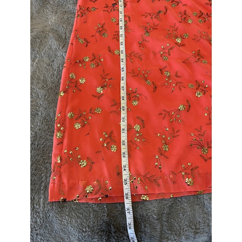 Pearl Georgina Chapman Marchesa Coral Sequin Embroidered Shift Dress P9128 Sz 12 - Picture 5 of 7